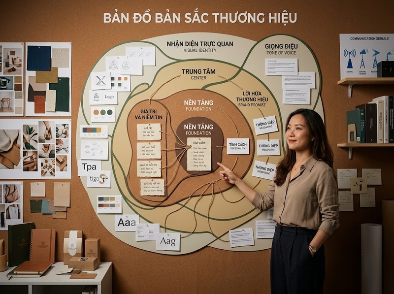 Bản sắc thương hiệu thể hiện giá trị, tính cách và cách thương hiệu tự định nghĩa