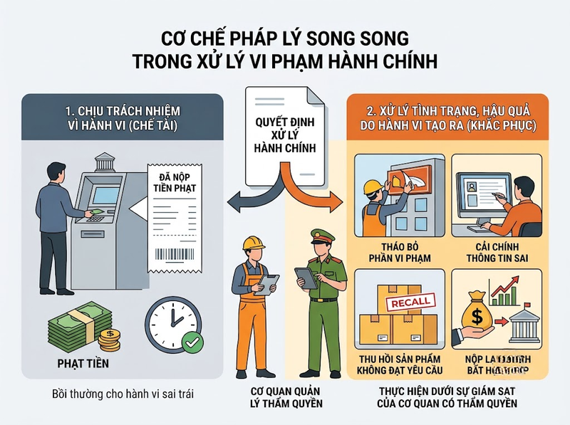 Biện pháp khắc phục hậu quả nhằm khôi phục tình trạng và xử lý hậu quả nào?