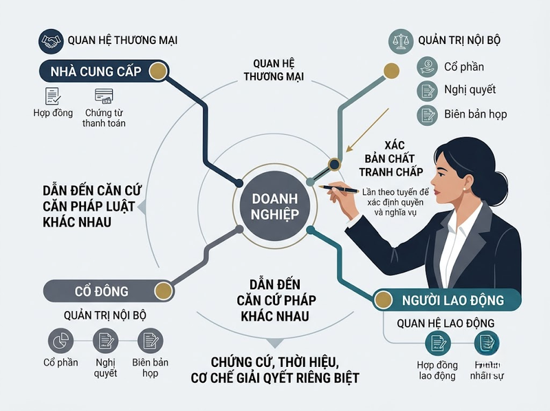Các loại tranh chấp doanh nghiệp về hợp đồng, nội bộ, lao động và tài sản