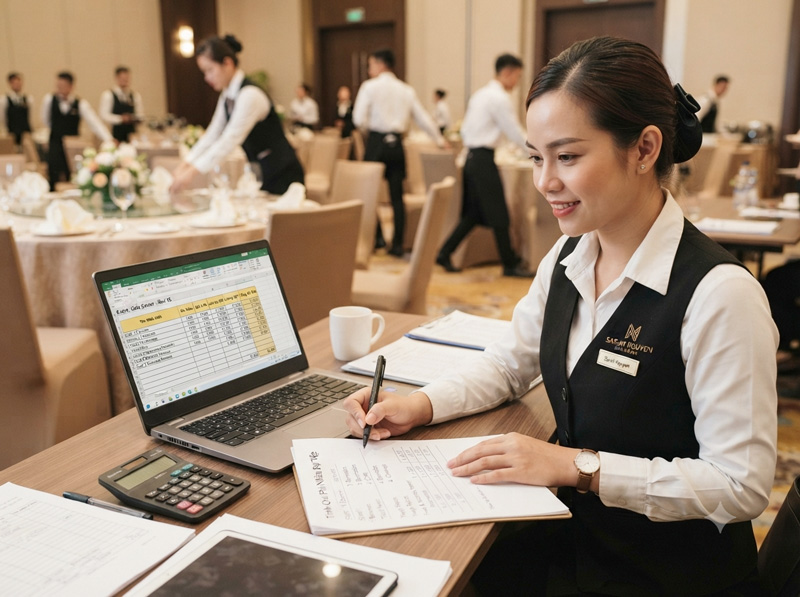 Cách tính chi phí nhân sự cho từng đơn tiệc