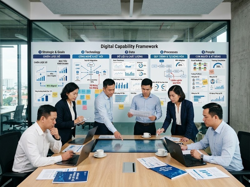 Đánh giá mức độ trưởng thành số qua chiến lược, công nghệ, dữ liệu và con người