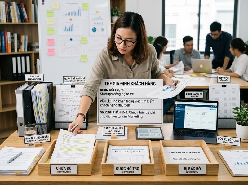 Giả định khách hàng giúp startup kiểm chứng điều gì trước khi phát triển?