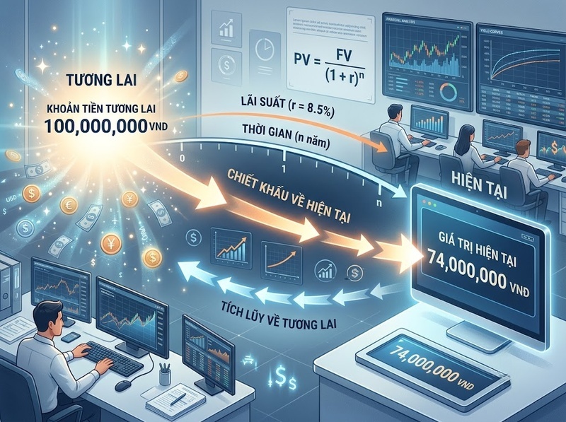 Giá trị hiện tại và giá trị tương lai liên hệ với nhau qua lãi suất