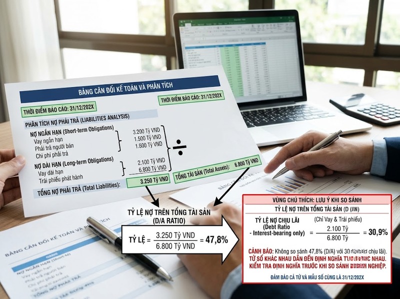 Hệ số nợ cho biết mức tài sản được tài trợ bằng nợ như thế nào?