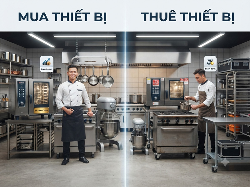 So sánh mua và thuê thiết bị khi kinh doanh nấu tiệc