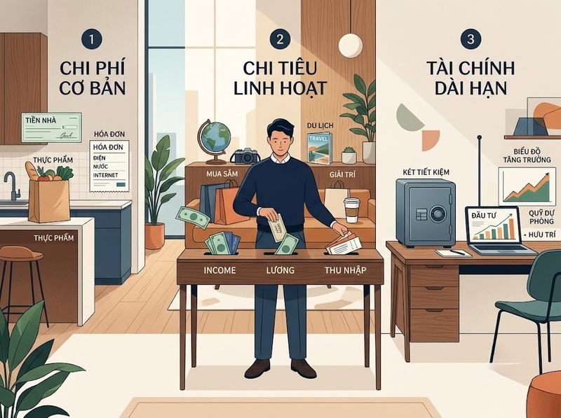 Quy tắc 50/30/20 giúp phân bổ thu nhập cho nhu cầu, mong muốn và tiết kiệm